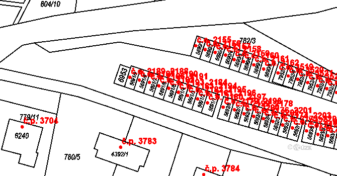 Zlín 2184,2193 na parcele st. 5691/5 v KÚ Zlín, Katastrální mapa