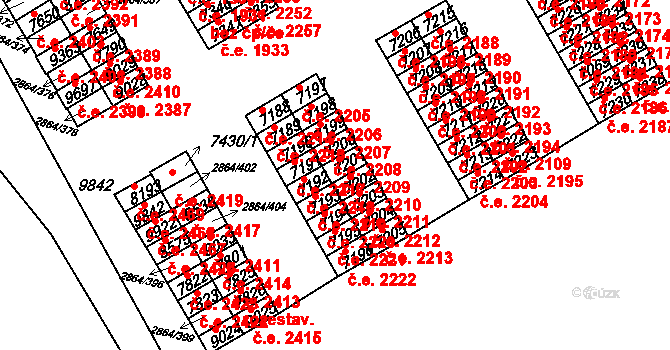 Hodonín 2209 na parcele st. 7201 v KÚ Hodonín, Katastrální mapa