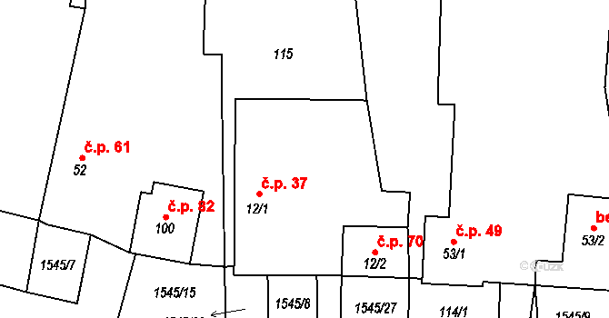 Líšnice 37, Sepekov na parcele st. 12/1 v KÚ Líšnice u Sepekova, Katastrální mapa