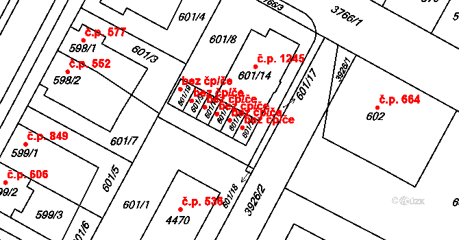 Žamberk 42155720 na parcele st. 601/12 v KÚ Žamberk, Katastrální mapa