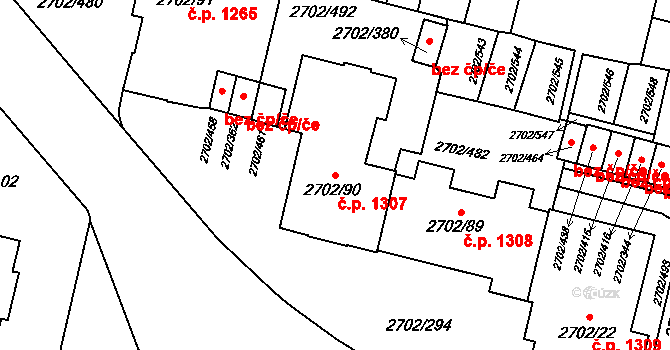 Předměstí 1307, Opava na parcele st. 2702/90 v KÚ Opava-Předměstí, Katastrální mapa