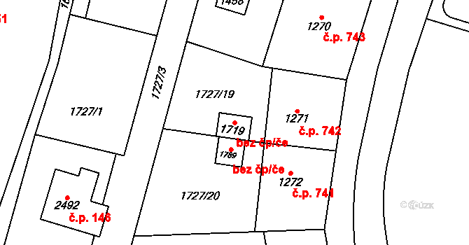 Uničov 47392720 na parcele st. 1719 v KÚ Uničov, Katastrální mapa