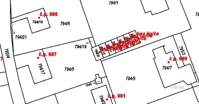 Hronov 49290720 na parcele st. 794/20 v KÚ Hronov, Katastrální mapa