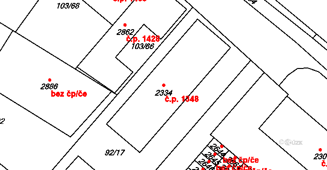 Neratovice 1348 na parcele st. 2334 v KÚ Neratovice, Katastrální mapa