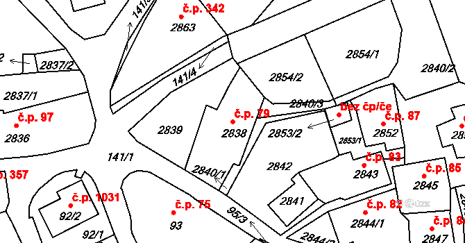 Štramberk 79 na parcele st. 2838 v KÚ Štramberk, Katastrální mapa