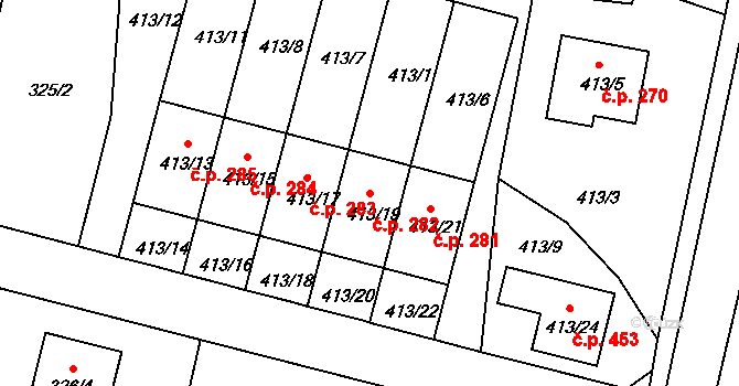 Křemže 282 na parcele st. 413/19 v KÚ Křemže, Katastrální mapa