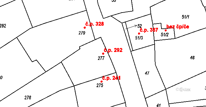 Borkovany 292 na parcele st. 277 v KÚ Borkovany, Katastrální mapa