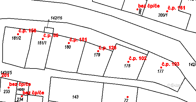 Morkůvky 126 na parcele st. 179 v KÚ Morkůvky, Katastrální mapa