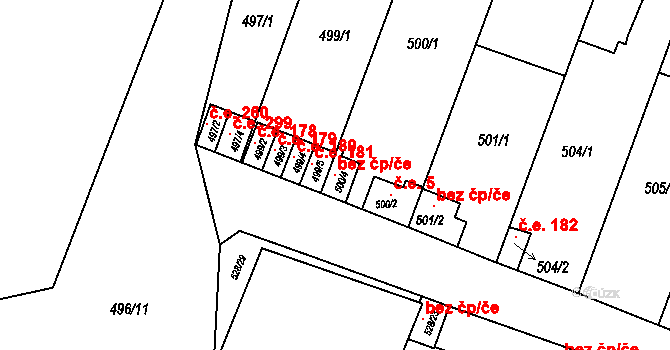 Modřice 100341721 na parcele st. 500/4 v KÚ Modřice, Katastrální mapa