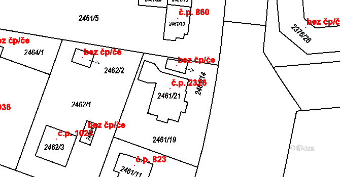 Bolevec 2326, Plzeň na parcele st. 2461/21 v KÚ Bolevec, Katastrální mapa