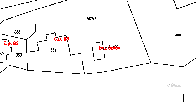 Chřibská 103888721 na parcele st. 582/2 v KÚ Dolní Chřibská, Katastrální mapa