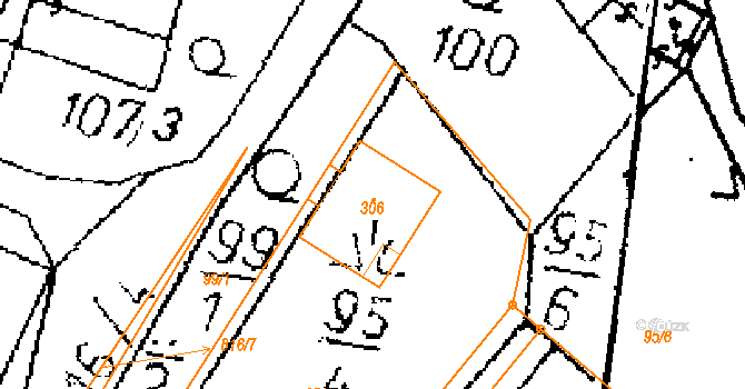 Opatovice I 129 na parcele st. 306 v KÚ Opatovice I, Katastrální mapa