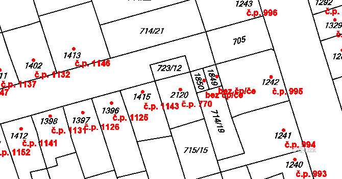 Kojetín I-Město 770, Kojetín na parcele st. 2120 v KÚ Kojetín, Katastrální mapa