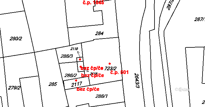 Lipník nad Bečvou I-Město 501, Lipník nad Bečvou na parcele st. 723/2 v KÚ Lipník nad Bečvou, Katastrální mapa