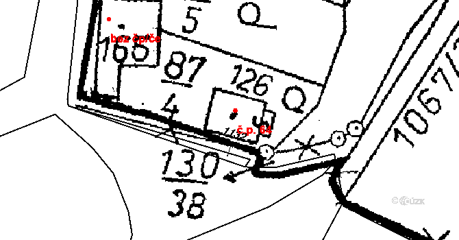 Žandov 64, Chlístovice na parcele st. 126 v KÚ Žandov, Katastrální mapa