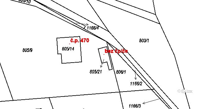 Štěnovice 115923721 na parcele st. 805/21 v KÚ Štěnovice, Katastrální mapa