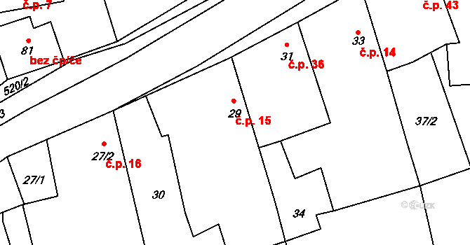 Chvalešovice 15, Dříteň na parcele st. 29 v KÚ Chvalešovice, Katastrální mapa