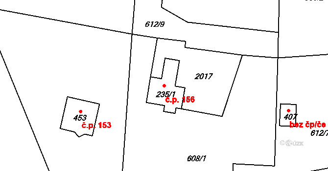 Smolné Pece 156 na parcele st. 235/1 v KÚ Smolné Pece, Katastrální mapa