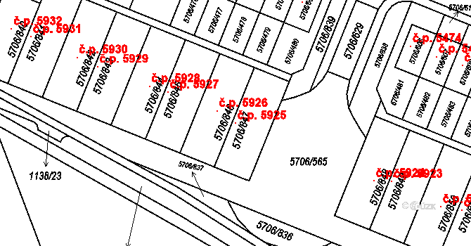 Jihlava 5925 na parcele st. 5706/847 v KÚ Jihlava, Katastrální mapa