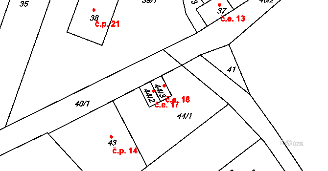 Heroltice 18, Jihlava na parcele st. 44/3 v KÚ Heroltice u Jihlavy, Katastrální mapa