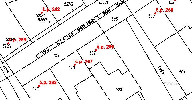 Zarazice 266, Veselí nad Moravou na parcele st. 507 v KÚ Zarazice, Katastrální mapa