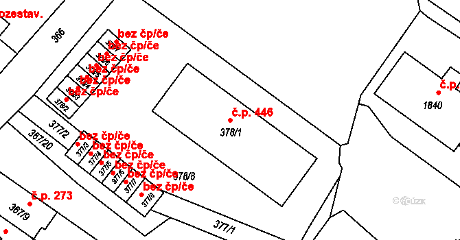 Vrbno pod Pradědem 446 na parcele st. 378/1 v KÚ Vrbno pod Pradědem, Katastrální mapa