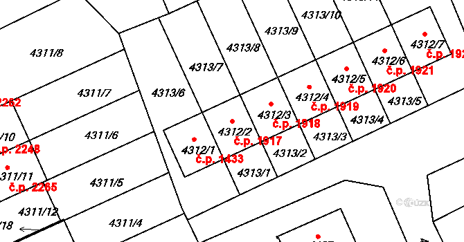 Pod Bezručovým vrchem 1917, Krnov na parcele st. 4312/2 v KÚ Krnov-Horní Předměstí, Katastrální mapa