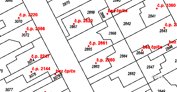 Kladno 2661 na parcele st. 2865 v KÚ Kladno, Katastrální mapa