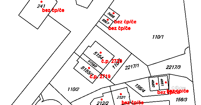 Šumperk 2720 na parcele st. 5154 v KÚ Šumperk, Katastrální mapa