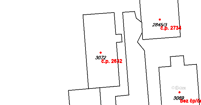 Kročehlavy 2632, Kladno na parcele st. 3072 v KÚ Kročehlavy, Katastrální mapa