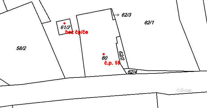 Chotíkov 15, Kynšperk nad Ohří na parcele st. 60 v KÚ Chotíkov u Kynšperka nad Ohří, Katastrální mapa