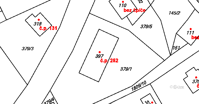 Bozkov 252 na parcele st. 397 v KÚ Bozkov, Katastrální mapa