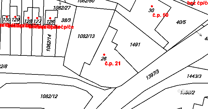 Cebiv 21 na parcele st. 26 v KÚ Cebiv, Katastrální mapa