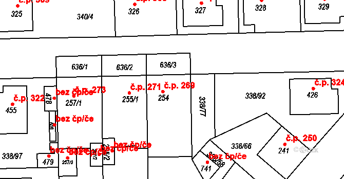 Bohušovice nad Ohří 269 na parcele st. 254 v KÚ Bohušovice nad Ohří, Katastrální mapa