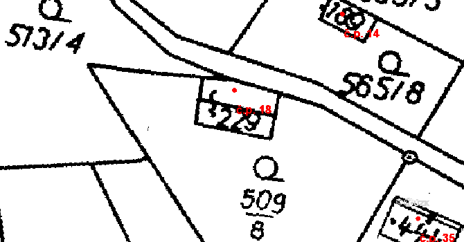 Skalany 18, Vyskeř na parcele st. 229 v KÚ Vyskeř, Katastrální mapa