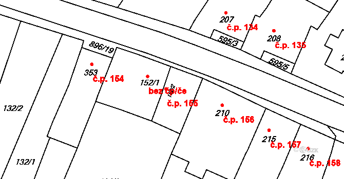 Hrotovice 155 na parcele st. 152/2 v KÚ Hrotovice, Katastrální mapa
