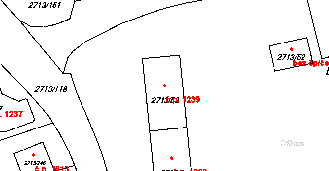 Pelhřimov 1239 na parcele st. 2713/53 v KÚ Pelhřimov, Katastrální mapa