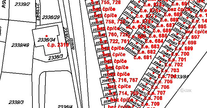 Pelhřimov 764 na parcele st. 2333/72 v KÚ Pelhřimov, Katastrální mapa