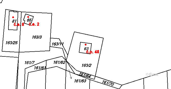 Habartice 48, Klatovy na parcele st. 63 v KÚ Habartice u Obytců, Katastrální mapa