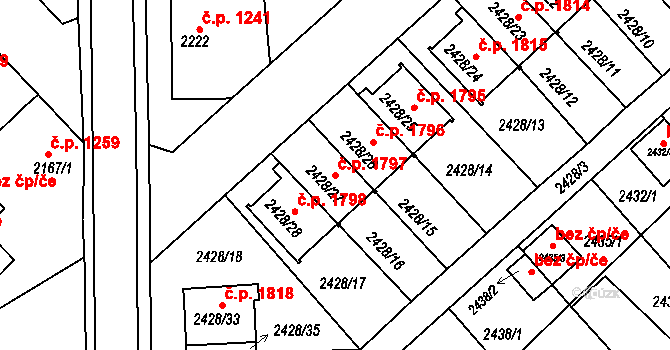 Turnov 1797 na parcele st. 2428/27 v KÚ Turnov, Katastrální mapa
