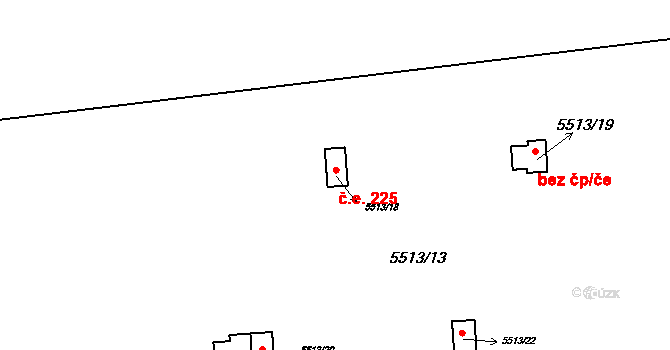 Záběhlice 225, Praha na parcele st. 5513/18 v KÚ Záběhlice, Katastrální mapa
