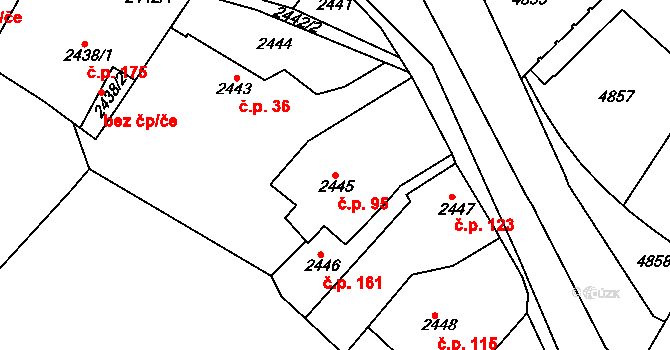 Dejvice 95, Praha na parcele st. 2445 v KÚ Dejvice, Katastrální mapa