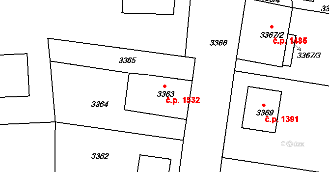 Česká Lípa 1532 na parcele st. 3363 v KÚ Česká Lípa, Katastrální mapa