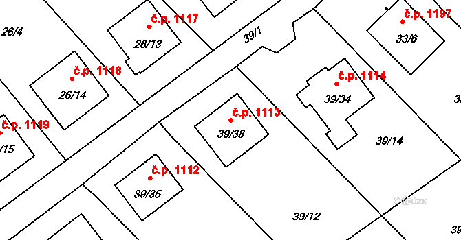 Ráj 1113, Karviná na parcele st. 39/38 v KÚ Ráj, Katastrální mapa
