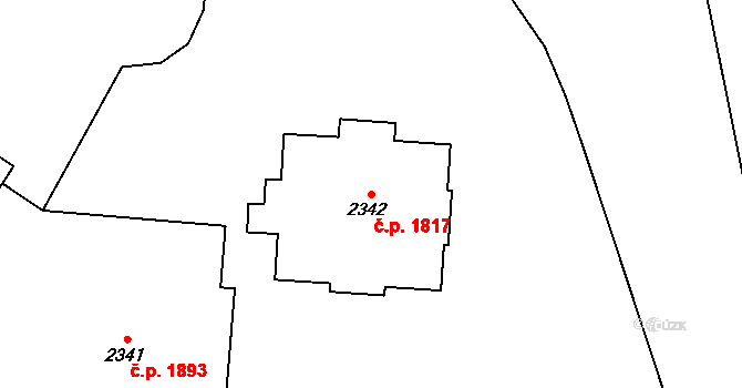 Vsetín 1817 na parcele st. 2342 v KÚ Vsetín, Katastrální mapa
