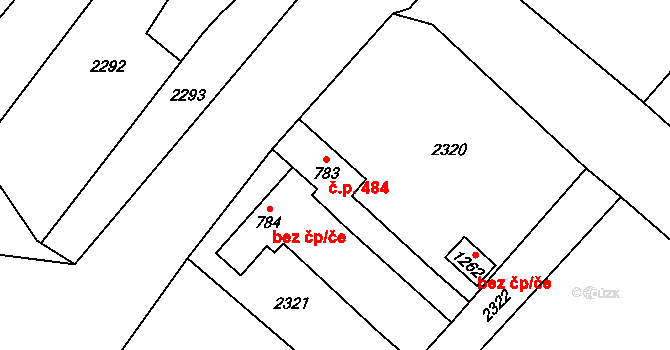 Mirošov 484 na parcele st. 783 v KÚ Mirošov, Katastrální mapa