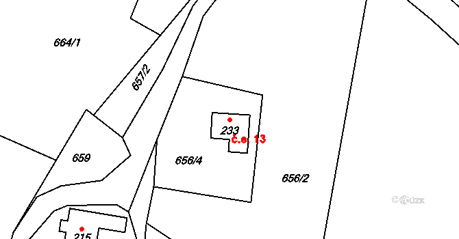 Babí 13, Trutnov na parcele st. 233 v KÚ Babí, Katastrální mapa