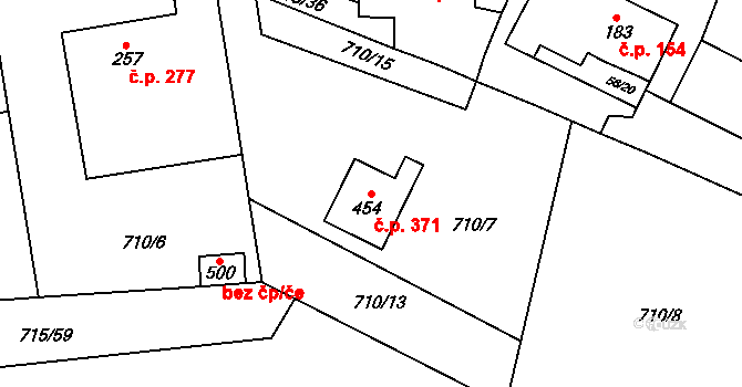 Protivanov 371 na parcele st. 454 v KÚ Protivanov, Katastrální mapa