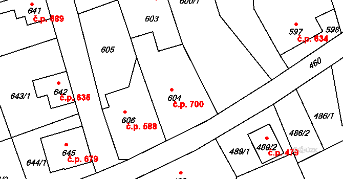 Šluknov 700 na parcele st. 604 v KÚ Šluknov, Katastrální mapa