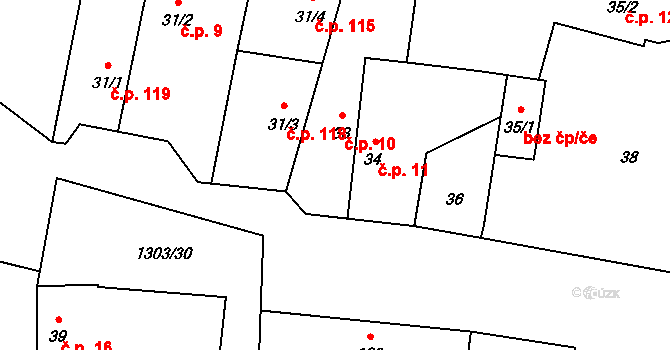 Krpy 10, Kropáčova Vrutice na parcele st. 33 v KÚ Krpy, Katastrální mapa